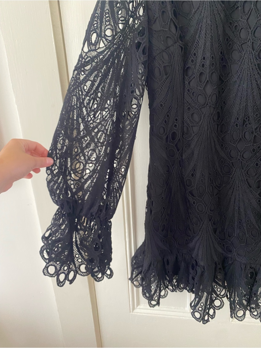 PrettyLittleThing Black Cutout Lace High Neck Mini Dress - Picture 5 of 7